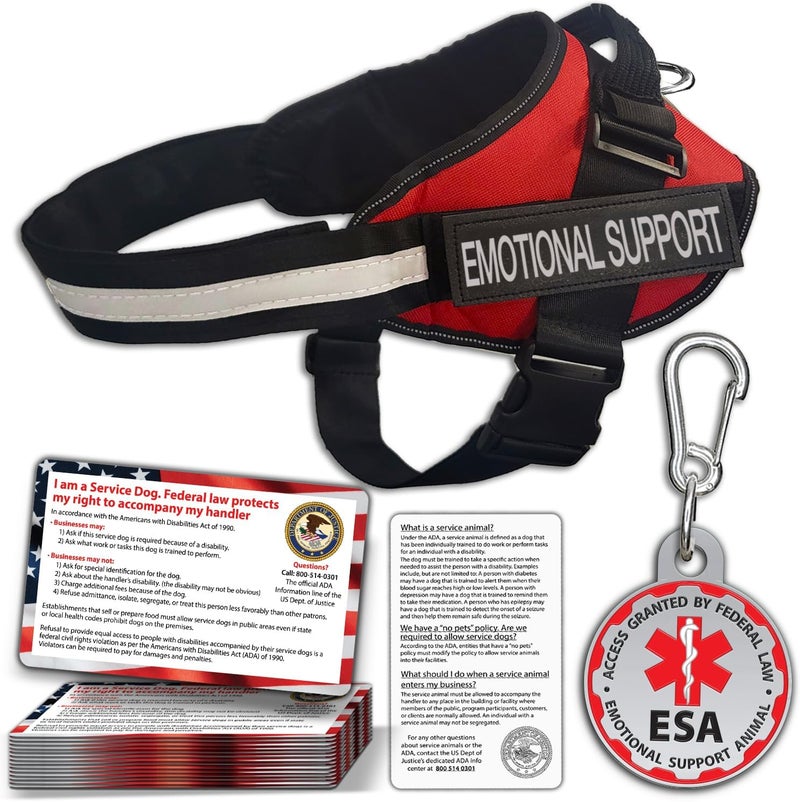 Pelto ESA Dog Vest + ID Tag + 50 ADA Information Cards - Emotional Support Dog Harness in Sizes X Small to XX Large Metal Dog Tag Durable Clip Service Dog Information Cards - Image 1